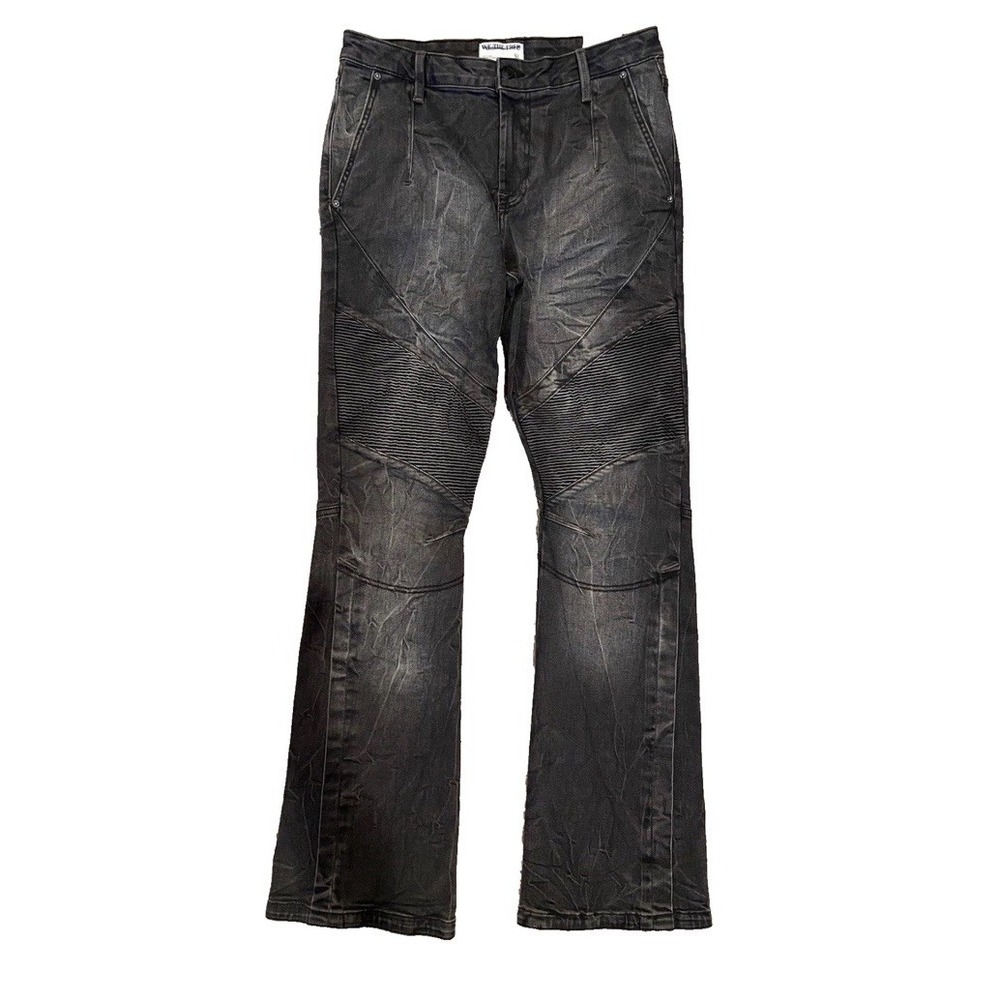 Free People We the Free womens Vector Jeans 29 Black Moto‎ Mid Rise Flare
